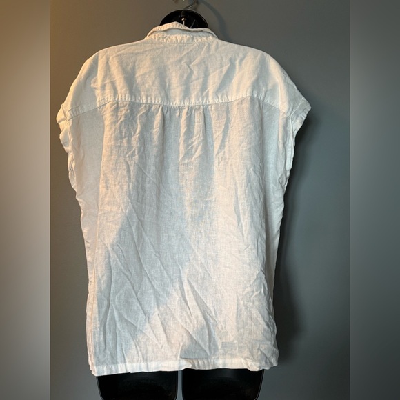 Orvis Women's Sz M Linen Blend Lightweight Short Sleeve Button Down Blouse - Picture 2 of 5